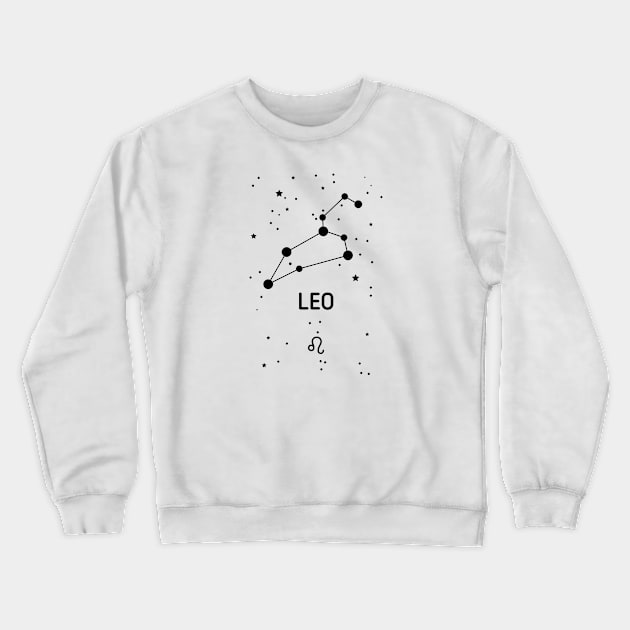 Leo Zodiac Sign Constellation (Black Print) Crewneck Sweatshirt by The Cosmic Pharmacist